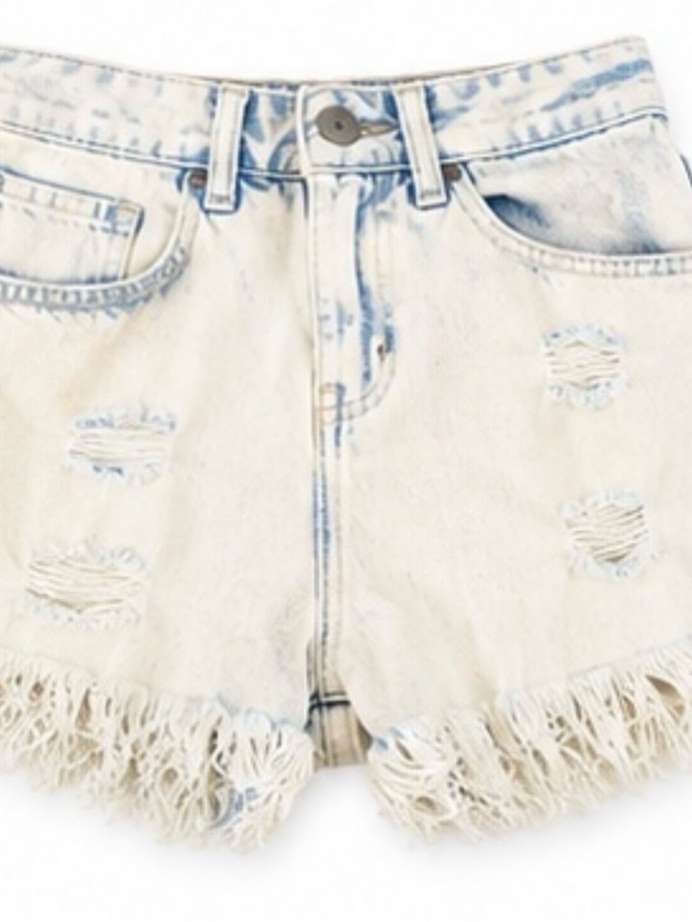 Altar'd State Light Blue Distressed Fringe Denim Shorts